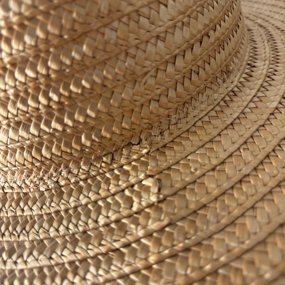 VTG Betmar Womens Beige Tan Straw Wide Sun Hat Scalloped Edge Made in Italy - Picture 6 of 9